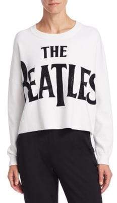 Alice + Olivia x Beatles Quintin Crop Boxy Pullover with Stones