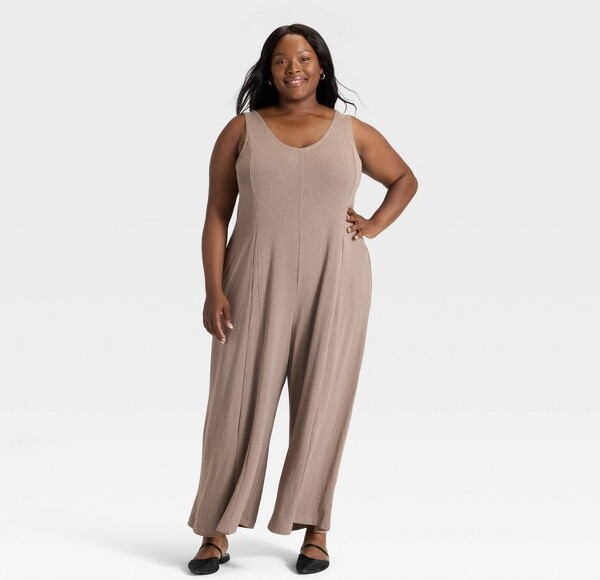 Ava & Viv Women'sV-NeckJumpsuit-Ava&Viv™Taupe3X