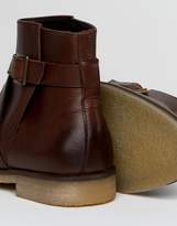 Thumbnail for your product : ASOS Design Wide Fit Chelsea Boots In Brown Leather With Strap Detail And Natural Sole