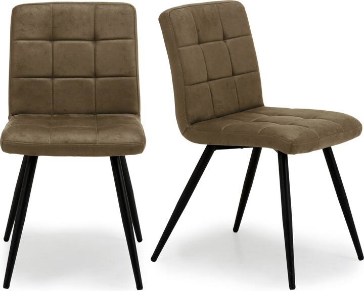 Dunelm Porter Set of 2 Dining Chairs Tan Microsuede Brown ShopStyle