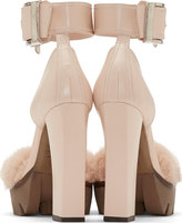 Thumbnail for your product : Alexander McQueen Powder Pink Leather & Fur New 39s Sandal
