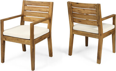 Slatted Wood Seat - Water- Cover, Charming Appeal Chairs With Cushions For Dining