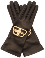 Thumbnail for your product : Balenciaga Bb Logo-plaque Leather Gloves - Black