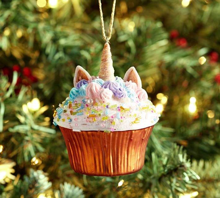 Glass & Resin Unicorn Cupcake Ornament
