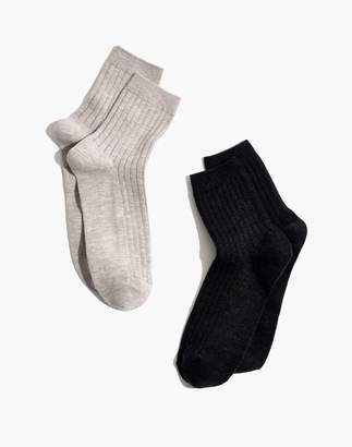 Madewell Two-Pack Ribbed Heather Ankle Socks