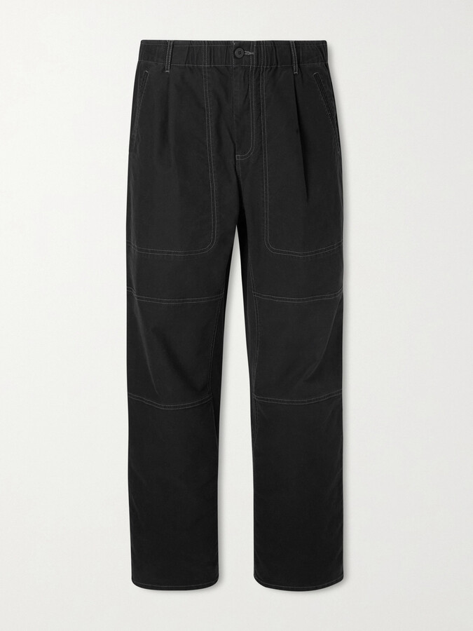 Folk Assembly Straight-Leg Pleated Cotton-Blend Trousers