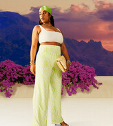 Thumbnail for your product : ASOS Curve DESIGN Curve basic wide leg jersey trouser in animal print
