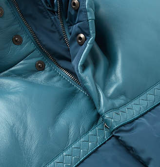 Bottega Veneta Panelled Intrecciato Leather And Shell Quilted Down Jacket