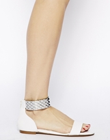 Thumbnail for your product : Dune Kola Metal Strap White Flat Sandals