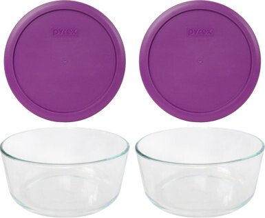 Pyrex 2) 7203 7-Cup Glass Bowls & (2) 7402-PC 6/7