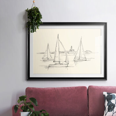 Breakwater Bay Coastal Contour Sketch II Framed On Paper Print