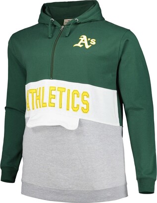Profile Men's Green, White Oakland Athletics Big and Tall Fleece Half-Zip  Hoodie - Green, White - ShopStyle