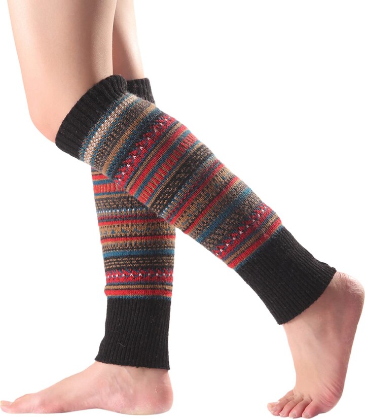 MOVAWAKY Long Leg Warmer Womens Men 80s Party Ribbed Knit Dance Sports