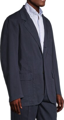 Drakes Men's Games Herringbone Blazer - Navy - Size 36