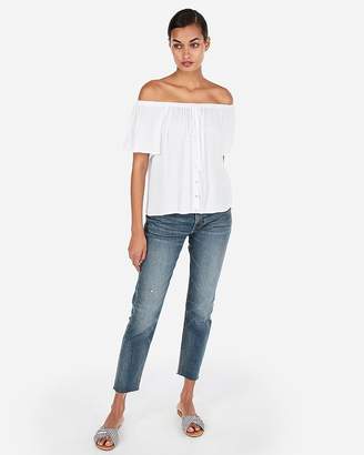 Express Off The Shoulder Button Front Top