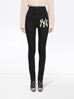 Thumbnail for your product : Gucci Denim skinny pants with NY Yankees patch