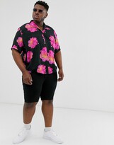 Thumbnail for your product : ASOS DESIGN Plus relaxed zip through floral shirt