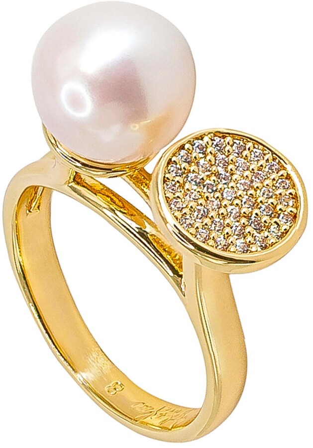 Syd And Pia Nyc Luysa High Low Ring Accented with Freshwater Pearl and
