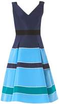 Thumbnail for your product : Carolina Herrera Striped Silk V-Neck A-Line Dress