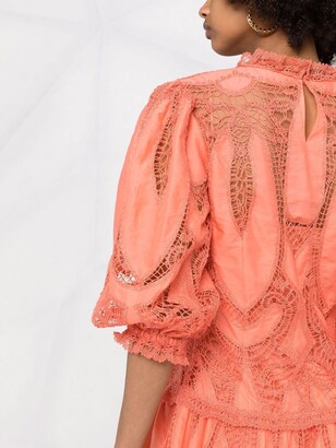 Alberta Ferretti Embroidered-Lace Dress