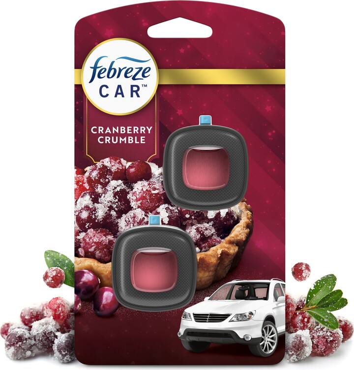 Febreze Car Air Freshener, Odor-Fighting Car Vent Clip, Cranberry Crumble, 2 Count