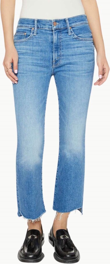 Mother Lil Insider Crop Step Fray Jeans In Out Of The Blue