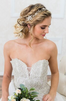 Brides & Hairpins Atiena Embellished Floral Motif Halo & Sash