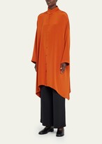 Thumbnail for your product : eskandar Wide A-Line Double Stand Collar Shirt (Very Long Length
