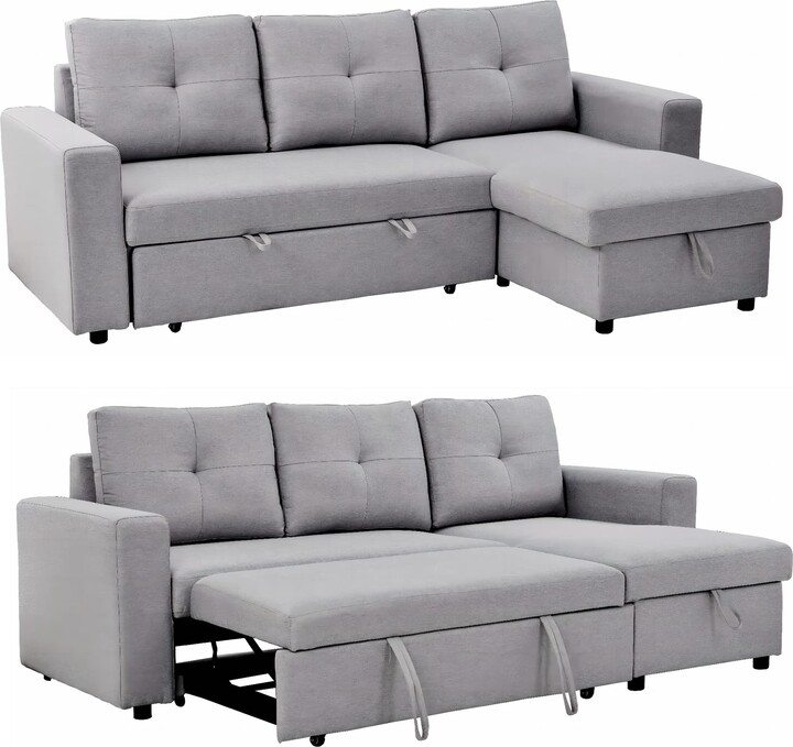 Ucloveria Reversible Sleeper Sofa Storage Chaise Living Room LShape