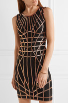Thumbnail for your product : Herve Leger Romee Metallic-trimmed Stretch Jacquard-knit Dress - Black