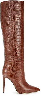 Paris Texas 110 Crocodile-effect Leather Knee-high Boots