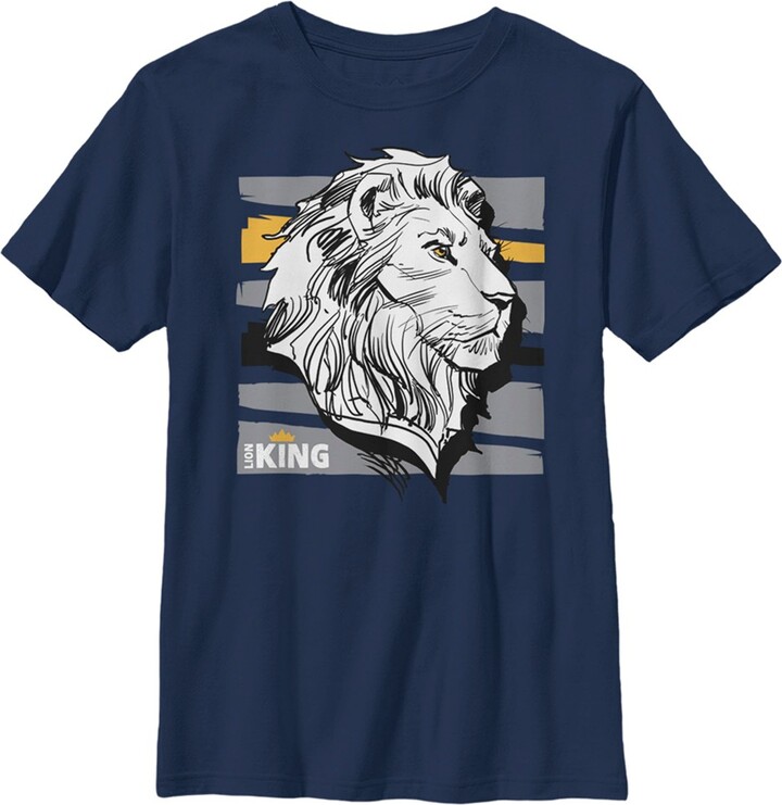 The Lion King Boy's Lion King Mufasa Stripe Profile TShirt Navy Blue