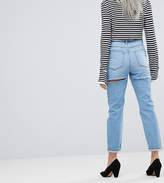 Thumbnail for your product : ASOS Petite DESIGN Petite Farleigh high waist slim mom jeans in ariel light stone wash with bum rips