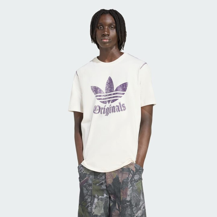 adidas Distressed Graphic Tee Cloud White S Mens
