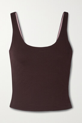 Skin + Net Sustain Aurora Reversible Cropped Stretch Organic Pima Cotton-jersey Tank - Dark brown - x small