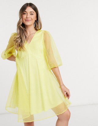 Vero Moda organza mini dress in yellow