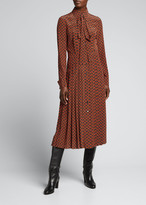 Thumbnail for your product : Michael Kors Collection Tie-Neck Pleated Silk Dress