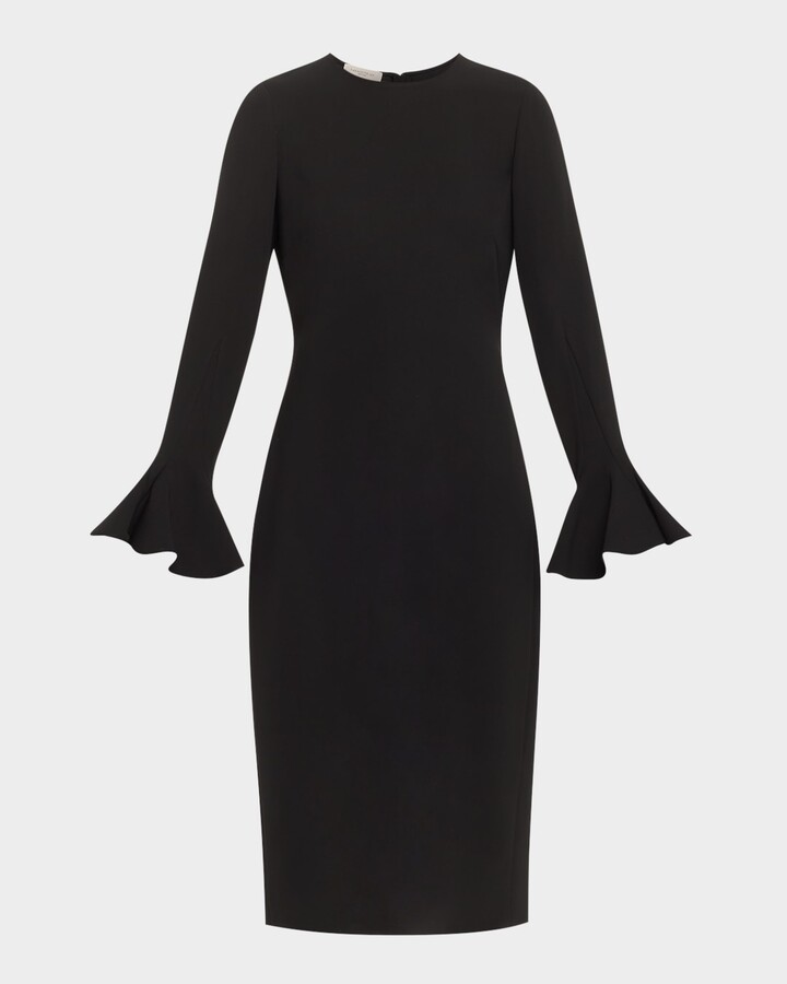 Pearl-Embellished Midi Sheath Dress