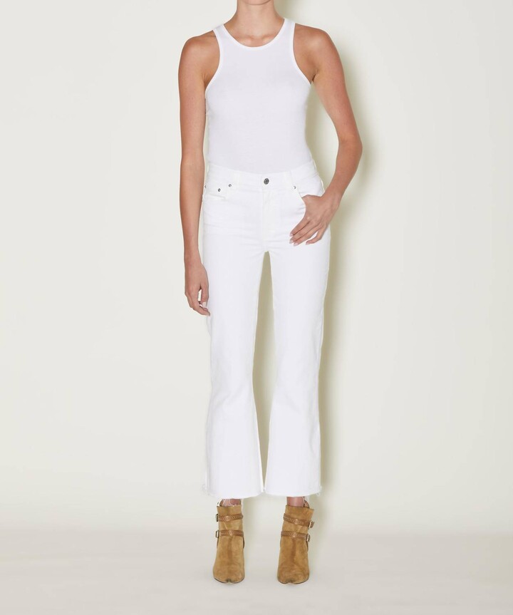 Le Jean Bella Crop Flare Jeans In White