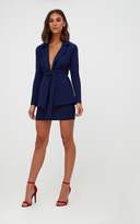 Thumbnail for your product : PrettyLittleThing Cobalt Stripe Belted Blazer