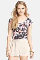 Thumbnail for your product : Lush Floral Cross Back Crop Tee (Juniors)