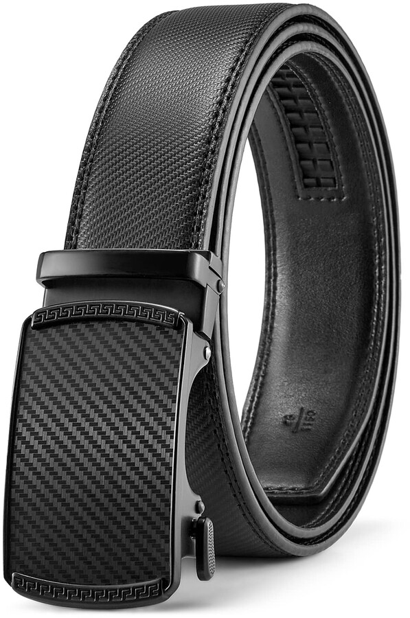 BOSTANTEN Men's Leather Ratchet Dress Belt with Automatic Sliding