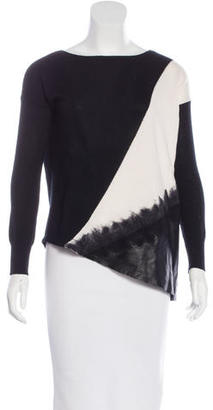 Alice + Olivia Wool Leather-Trimmed Sweater
