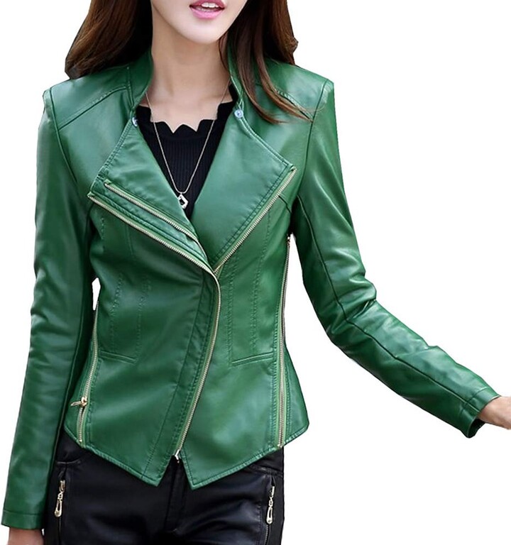 fitted cropped leather jacket
