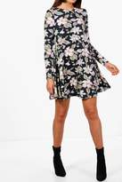 Thumbnail for your product : boohoo Large Floral Brushed Knit Swing Dress