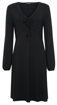 Dorothy Perkins Womens Black Ruched Detail Fit And Flare Dress, Black
