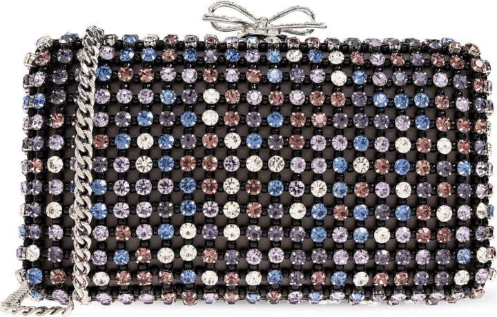 Self-Portrait Clutch With Shimmering Crystals  - Black