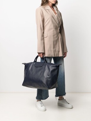Longchamp Le Pliage Cuir lambskin travel bag - ShopStyle