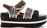 Thumbnail for your product : Marni Grey Glitter & Patent Leather Platform Sandals