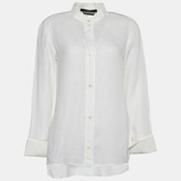 Ivory Linen Button Front Shirt S 